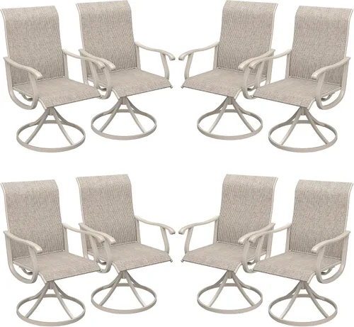 Miniatura 33 de VICLLAX Juego de 2 sillas de comedor giratorias para patio, sillas de exterior de tela de malla de textileno acolchada con reposabrazos para porche