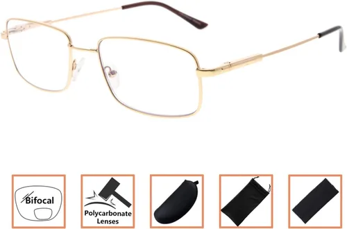 Miniatura 6 de BFOCO Gafas de lectura progresivas multienfoque anti UV para hombre, 3 niveles, lectores de visión para mujer (dorado, +1.00)