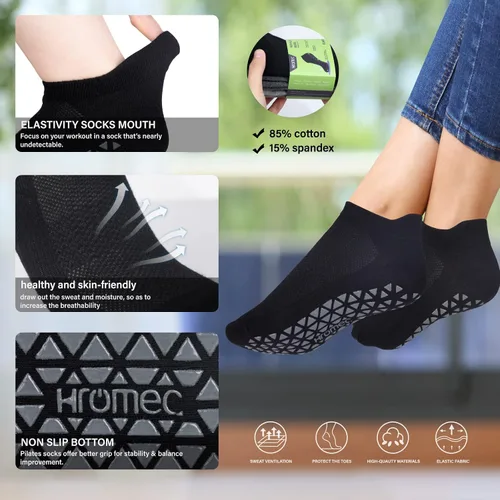 Miniatura 3 de Calcetines de yoga antideslizantes con agarres para pilates ballet barras descalzo calcetines antideslizantes de hospital para mujeres y hombres