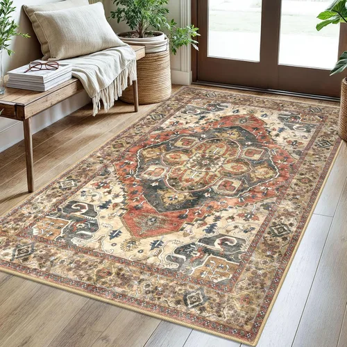 Miniatura 105 de SIILOOM Alfombra lavable de 2 x 3 pies, alfombra suave color taupe ceniza para entrada, tapete antideslizante para puerta de interior, tapete