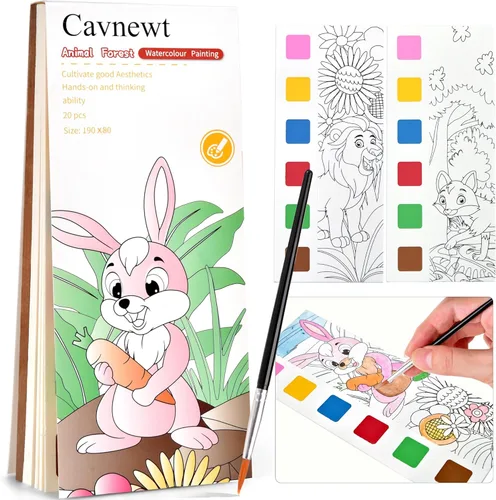 Miniatura 10 de Cavnewt Libro de Pintura de Acuarela de Bolsillo, 21 Páginas, Set de Libro para Colorear con Acuarela de Viaje para Niños de 3-8 Años, Regalos