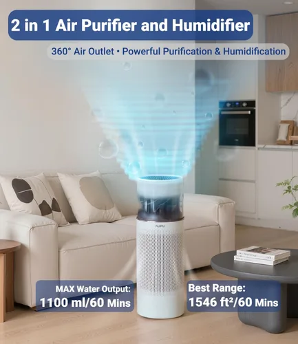 Miniatura 5 de Purificador de aire 2 en 1 con humidificador, purificadores de aire para el hogar, habitación grande, humidificador y purificador de aire en un