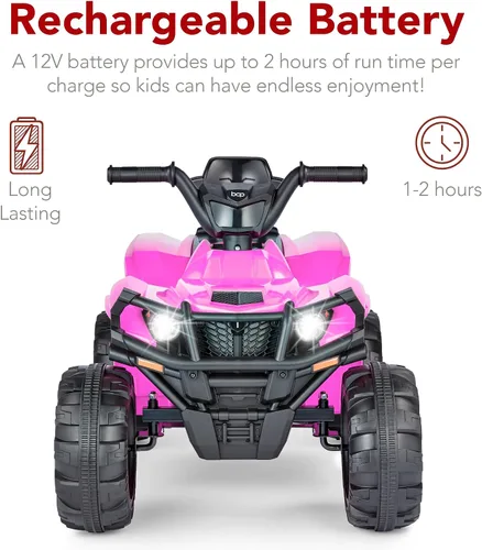 Miniatura 5 de Best Choice Products 12V Auto eléctrico para montar para niños, ATV de 4 ruedas, vehículo de juguete con audio Bluetooth, velocidad máxima de 2.4