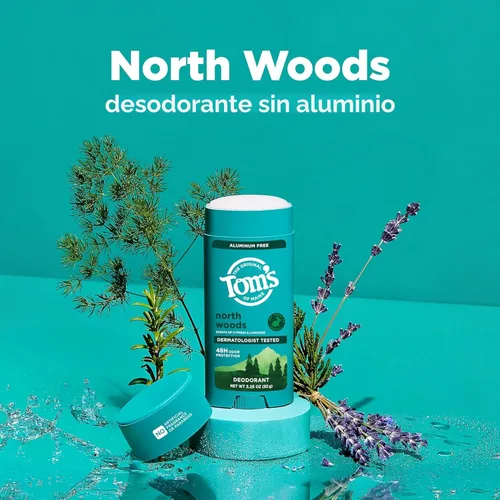 Miniatura 2 de Tom's of Maine North Woods - Desodorante natural para hombres y mujeres, sin aluminio, sin fragancias, tintes ni conservantes artificiales, sin