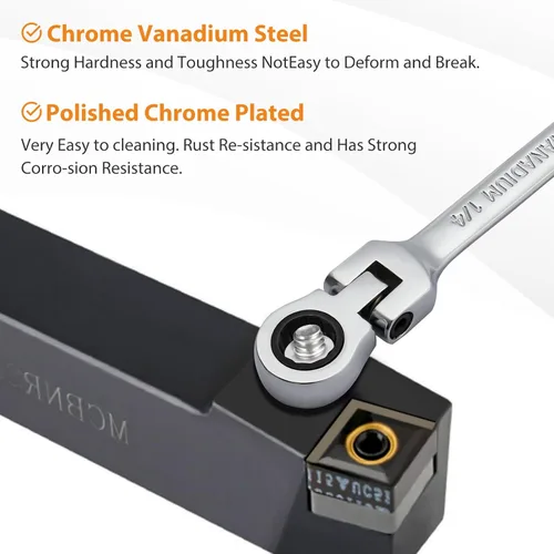 Miniatura 5 de B4B BANG 4 BUCK Llave de 1/4, llave combinada de trinquete de cabeza flexible, grado industrial, 72 dientes, caja de trinquete de 12 puntos