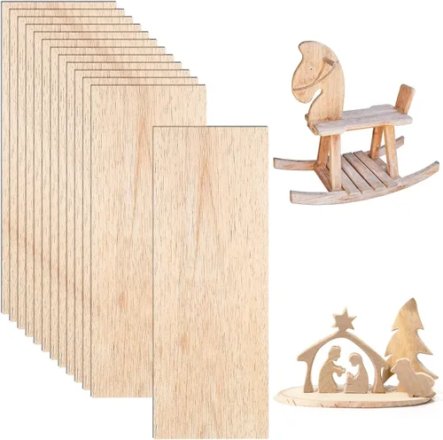Miniatura 7 de Namalu 10 paquetes de hojas de madera de balsa de 12 x 4 x 0,12 pulgadas - 3 mm de espesor, tablas de madera sin acabar para manualidades, casa
