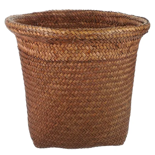 Miniatura 10 de FOMIYES Papelera tejida con pajilla, de mimbre, para el hogar, oficina, dormitorio, 9.4 pulgadas