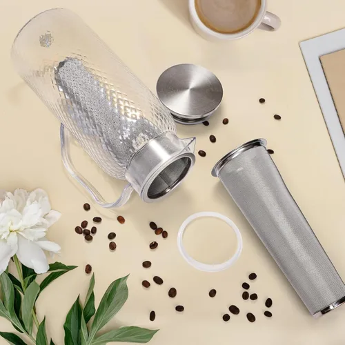 Miniatura 7 de Goaste Paquete de 3 filtros de café frío para tarro Mason de boca ancha de 64 onzas, colador de acero inoxidable 304 con anillo de sellado, infusor