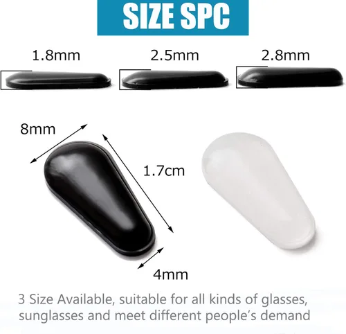 Miniatura 4 de 12 pares de almohadillas adhesivas para la nariz, forma de gota de agua, silicona suave antideslizante, almohadillas adhesivas para la nariz, Negro
