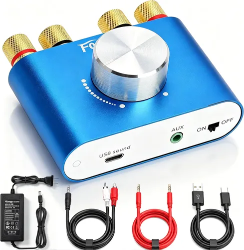 Facmogu F900S - Mini amplificador de potencia Bluetooth 5.0 de 160 W, amplificador de sonido estéreo Hi-Fi digital de 2 canales 80 Wx2, receptor de