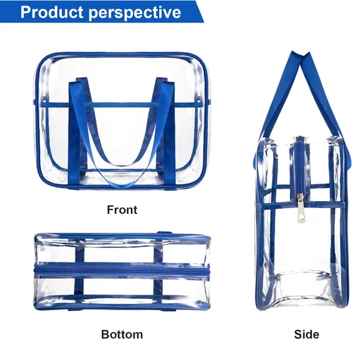 Miniatura 4 de Bolsa de aseo grande y gruesa de PVC con cremallera, bolsa transparente para cosméticos para el trabajo diario, viajes, deportes