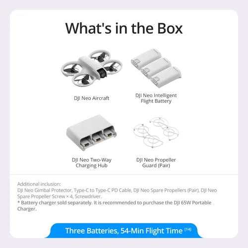 Miniatura 6 de DJI Neo - Combo de tres baterías, mini dron 4K UHD cámara para adultos, dron autónomo de 4.76 oz que te sigue, despegue de palma, seguimiento