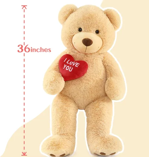 Miniatura 9 de BENINY Osos de peluche grandes en forma de corazón rojo, osos de peluche negros con bordado "Te quiero" para novia, osos de peluche grandes