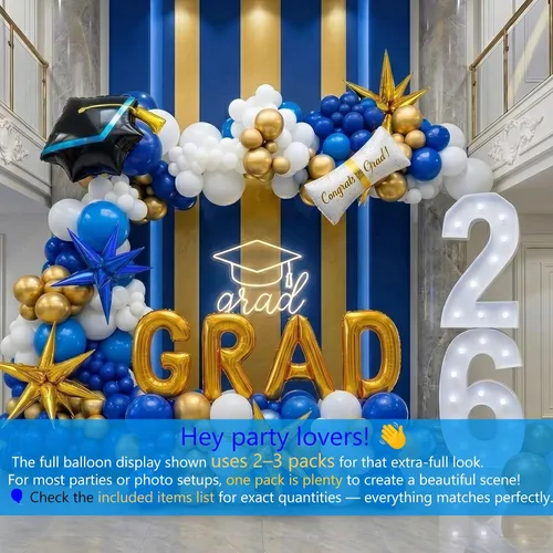 Miniatura 3 de Kit de arco de guirnalda de globos de graduación de 120 piezas con certificado de graduación, gorro de graduación, letra, globos de Mylar