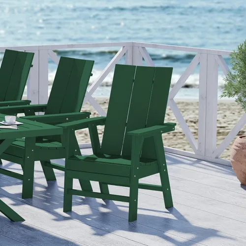 Miniatura 36 de WestinTrends Malibu Outdoor Patio HDPE Adirondack Silla de comedor para patio, color negro