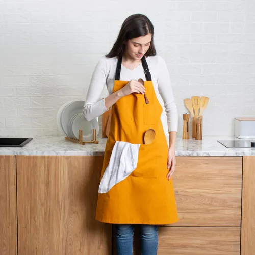 Miniatura 5 de Cotton Canvas Apron for Women & Men – Adjustable Neck Strap & Waist Ties with Pockets