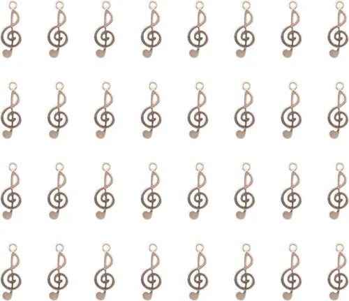 Miniatura 8 de 50 piezas de dijes de notas musicales de metal, símbolo de música vintage, elegante, elegante, instrumento, cuentas colgantes para manualidades