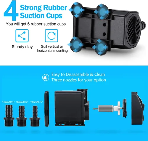 Miniatura 3 de CWKJ Bomba de fuente, bomba de agua sumergible de 880 GPH, bomba de agua duradera de 60 W para exteriores con impulsor de rotor de repuesto, 3