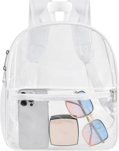 Miniatura 11 de Mochila transparente Oraben para eventos de estadio, mochila transparente para estadio 12x6x12, Blanco, Pequeño