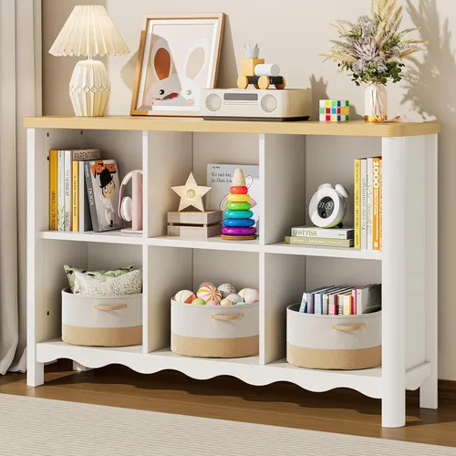 Miniatura 8 de ONBRILL Estante Organizador de Almacenamiento de 6 Cubos, Estantería y Organizador de Almacenamiento de Juguetes para Habitaciones de Niños, Estante