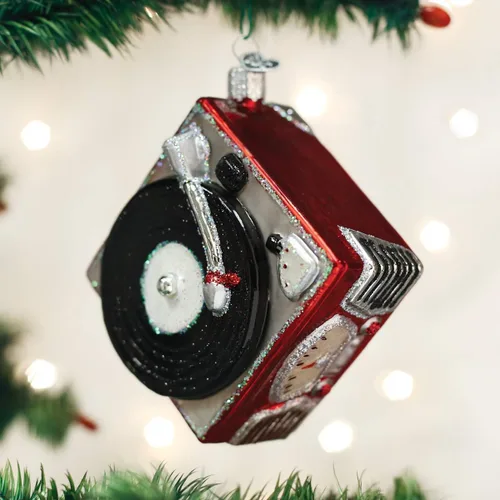 Miniatura 2 de Old World Christmas Adorno colgante de vidrio soplado Reproductor de discos (38043)
