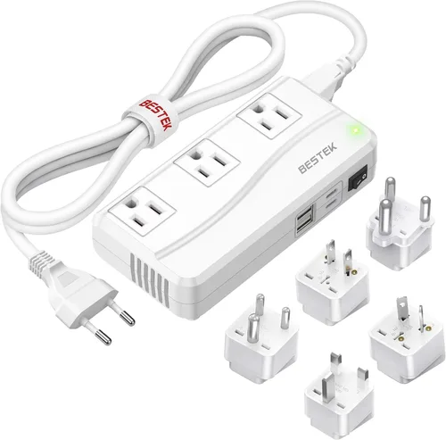 Miniatura 9 de BESTEK Adaptador de potencia internacional 250W, convertidor de voltaje de viaje de 220 V a 110 V con 4 puertos USB, incluyendo adaptador de enchufe