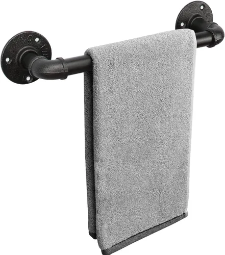 Livabber Toallero industrial de tubería, decoración de hierro rústico, accesorio para toallas de baño, resistente para montar en la pared, color