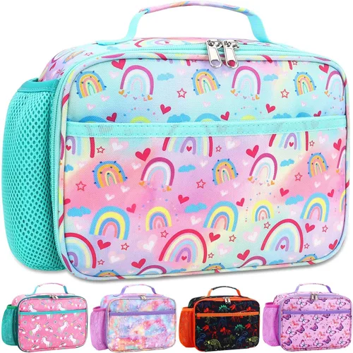 Miniatura 26 de RHCPFOVR Lonchera para niños – Lonchera aislada para niños y niñas, bolsa de almuerzo lavable y lonchera reutilizable para niños pequeños a prueba