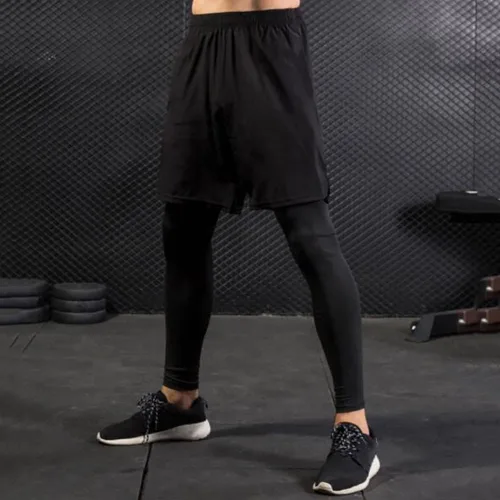 Miniatura 7 de TOPTIE - Pantalones cortos activos para correr 2 en 1 para hombre, mallas de baloncesto