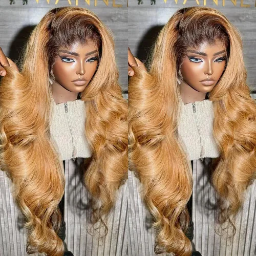 Miniatura 6 de BAIICS Pelucas de cabello humano rubio miel con encaje frontal transparente HD de 13 x 6 pulgadas, peluca frontal de encaje transparente HD 12A
