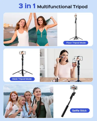 Miniatura 2 de NEMOVA Trípode de seguimiento facial automático de 68 pulgadas para iPhone, trípode de teléfono con rotación de 360° con control remoto inalámbrico