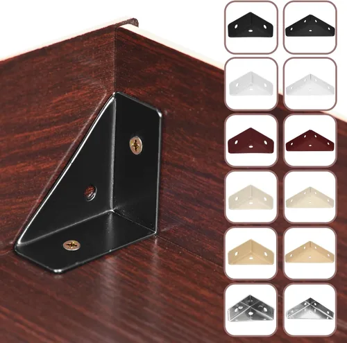Miniatura 5 de uxcell 20 soportes de esquina angulares de 1.496 pulgadas x 1.496 pulgadas, soportes de acero laminado en frío con tornillos para borde de Negro