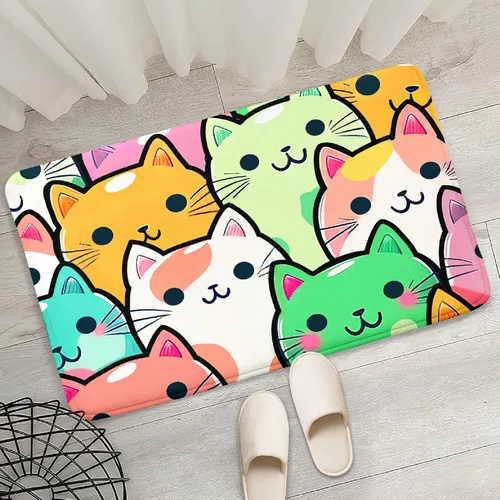 Miniatura 3 de Alfombra de gato para habitación de niñas, diseño de dibujos animados, decoración para dormitorio, bonita alfombra de área de gatos, alfombras