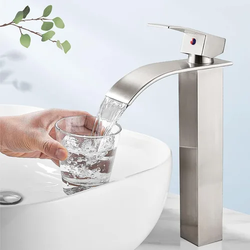 Miniatura 2 de Aolemi Grifo de baño alto para lavabo, grifo de lavabo de un solo agujero, 1 mango, grifo mezclador de montaje en cubierta RV con montaje de drenaje