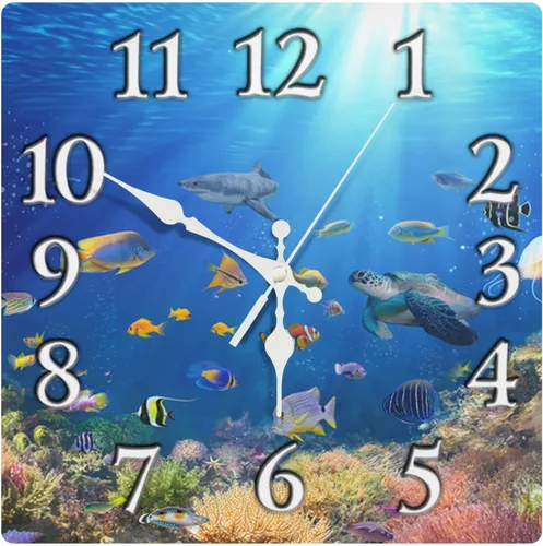 Miniatura 9 de Britimes Reloj de pared, cuadrado, silencioso, sin tictac, funciona con pilas, 12 pulgadas, mar, playa, cielo azul, arena, decoración del hogar