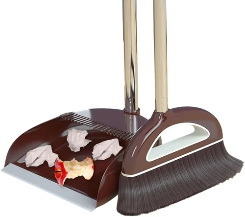 Juego de escoba y recogedor, escoba grande y recogedor, juego de escoba y recogedor, sartén resistente con mango largo, juego de escoba vertical,