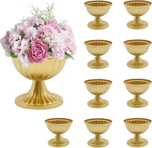 Miniatura 10 de Mini macetas blancas con arreglo de flores, 10 piezas para centro de mesa, mesa de boda de 2.6 pulgadas, decoración de maceta, maceta de trompeta