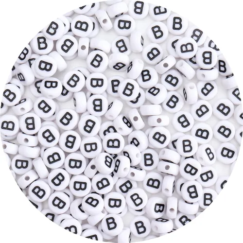 Miniatura 9 de 100 cuentas de letras – Cuentas redondas blancas del alfabeto acrílico de 0.16 x 0.27 pulgadas para hacer joyas, pulseras, collares y llaveros