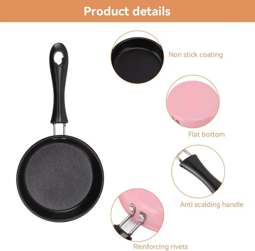 Miniatura 7 de HERCHR Mini sartén antiadherente para huevos de 5 pulgadas, sartén pequeña antiadherente para freír huevos pequeños, color rosa