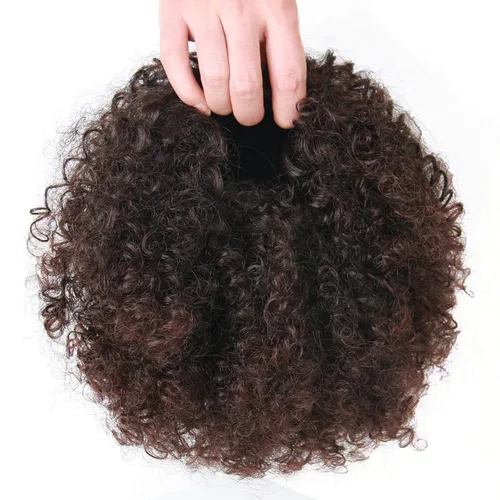 Miniatura 4 de Extensión de cola de caballo afro con cordón para mujeres negras, extensión de cola de caballo corta afro rizada, moño de cola de caballo rizada