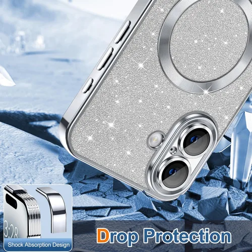 Miniatura 155 de Hython Funda para iPhone 14 Pro Max con purpurina, fundas magnéticas transparentes para teléfono con protector de lente de cámara