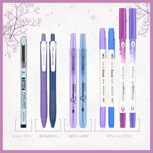 Miniatura 6 de WRITECH Kit de diario, bolígrafos de tinta de gel, resaltadores retráctiles, bolígrafos de punta doble, bolígrafos de punta fina, suministros