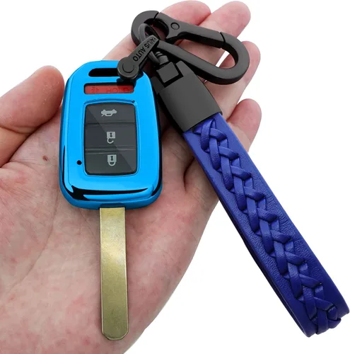 Miniatura 10 de Kirsnda Compatible con Accord Civic CR-V LX - Funda para llavero con llavero de TPU suave para proteger la llave del automóvil, llave remota (negro)
