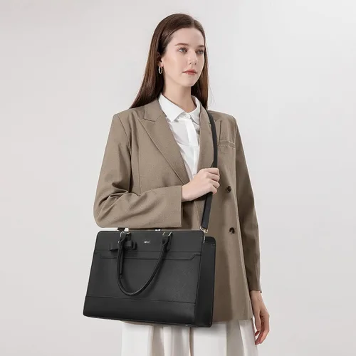 Miniatura 3 de Keyli 3 unids bolsa para laptop para mujer, 15.6 pulgadas, cuero trabajo, trabajo, oficina, oficina, maletín de hombro