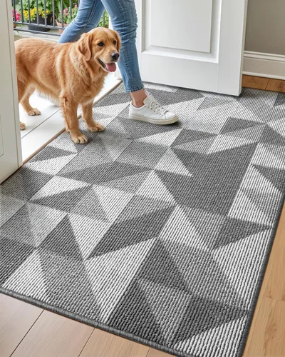 Miniatura 11 de DEXI - Alfombras para puerta de entrada, antideslizante, lavable, absorbente, resistente a la suciedad en el interior, alfombra de entrada de perfil