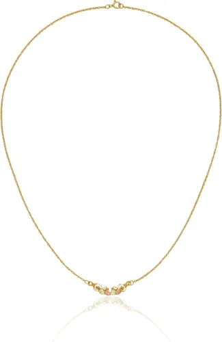 Miniatura 3 de Collar de barra de cadena de hoja de oro de 10 quilates sólido de tres colores rosa, blanco, amarillo, negro