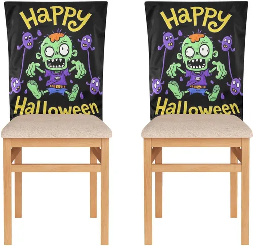 Miniatura 2 de Happy Halloween Cartoon Cute Zombie Decorative Chair Slip Covers for Home Decor Anti-Dust Kitchen Chair Covers cubre sillas para comedor Set of 6