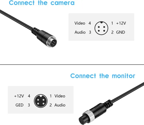 Miniatura 4 de EKYLIN Cable de extensión de video de coche de 16 pies y 16.4 ft, 4 pines, resistente al agua, a prueba de golpes, para cámara de visión trasera