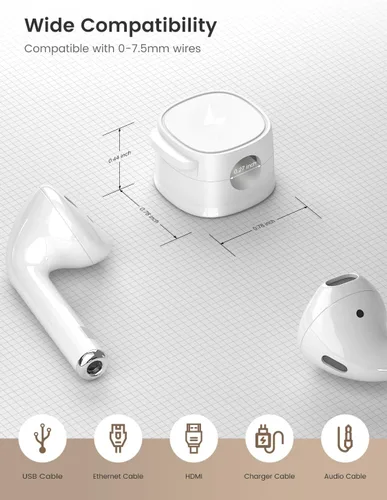 Miniatura 9 de Clips magnéticos para cables [bloqueo 1s], organizador de cables adhesivos para mesita de noche, paquete de 6 clips de gestión de cables