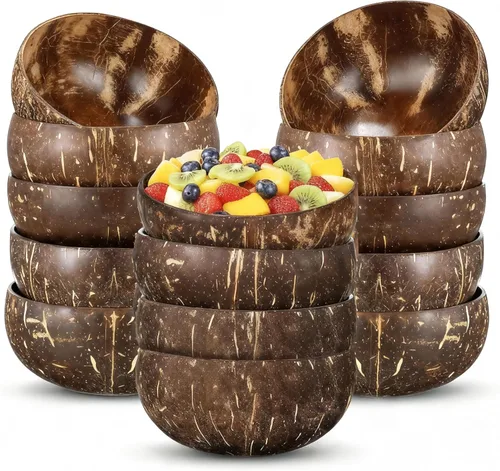 Miniatura 11 de Jungle Culture Juego de 2 cuencos de coco pulido y cucharas de madera con pajitas de bambú • Tazones de yogur natural y batidos ideales para creami